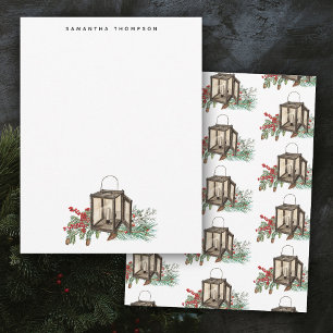 Carte De Correspondance Aquarelle rustique Berries à pin de Noël