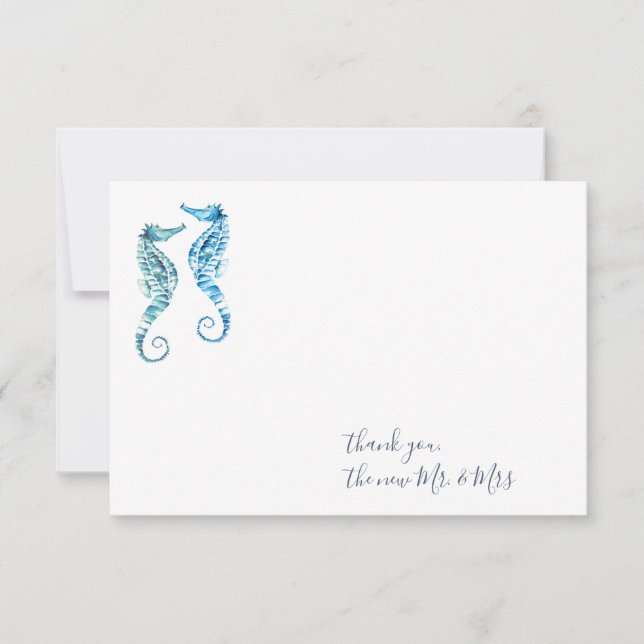 Carte De Correspondance Aquarelle Seahorse Merci papeterie (Devant)