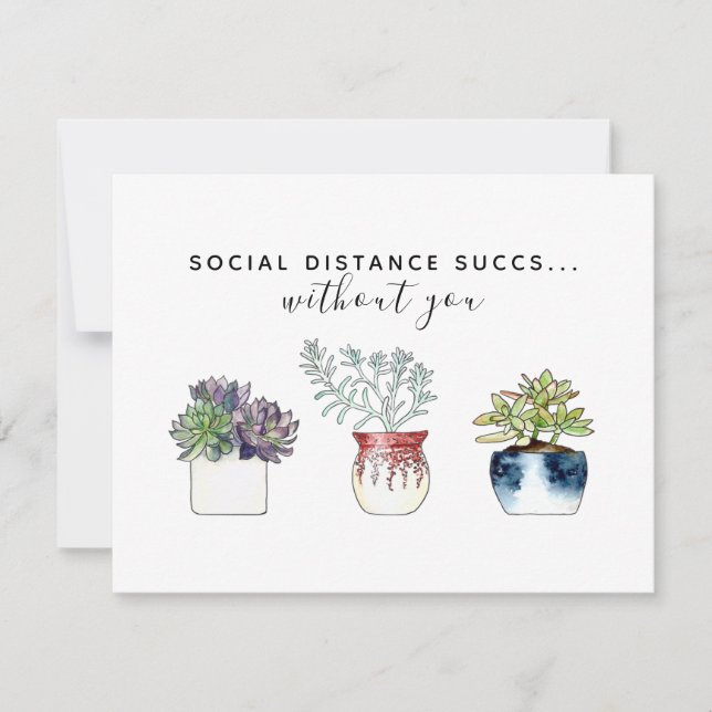 Carte De Correspondance Aquarelle Succulente Cactus Distance sociale (Devant)
