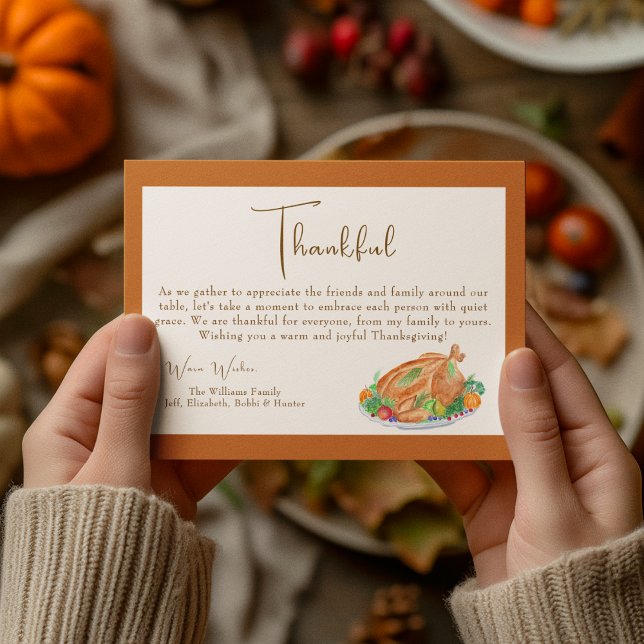 Carte De Correspondance Aquarelle Thanksgiving Turquie Merci (Créateur téléchargé)