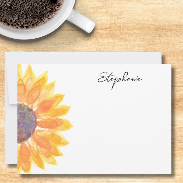 Carte De Correspondance Aquarelle tournesol personnalisé (Créateur téléchargé)