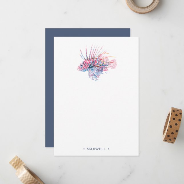 Carte De Correspondance Aquarelle Tropical Fish Personnalisé (Devant/Arrière en situation)