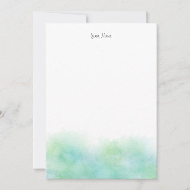 Carte De Correspondance Aquarelle turquoise verte Abstraite (Devant)