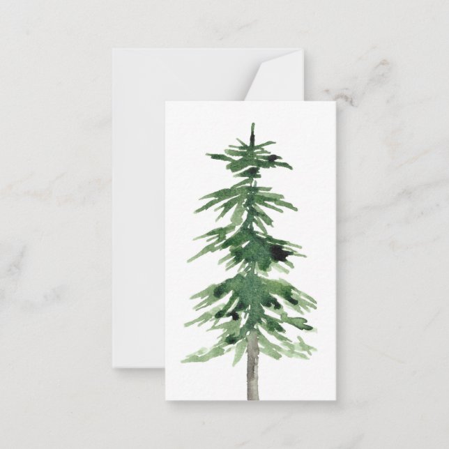 Carte De Correspondance Arbre à pin aquarelle (Devant)