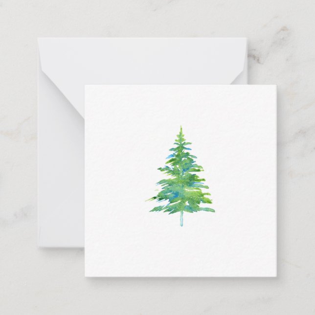 Carte De Correspondance Arbre à pin bleu vert (Devant)