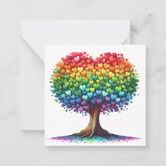 Carte De Correspondance Arbre coloré en forme de coeur (Devant)