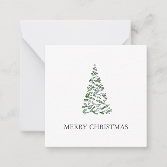 Carte De Correspondance Arbre de Noël à l'aquarelle mignonne (Devant)
