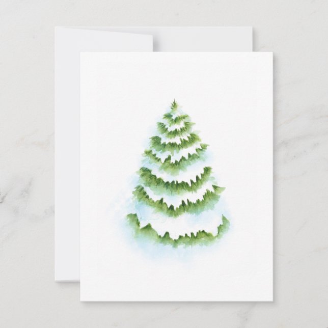 Carte De Correspondance Arbre de Noël aquarelle (Devant)