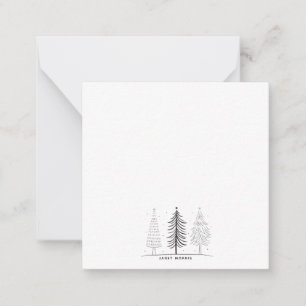 Carte De Correspondance Arbre de Noël noir et blanc minimaliste moderne