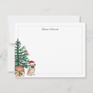 Carte De Correspondance Arbre de Noël Pug Vacances