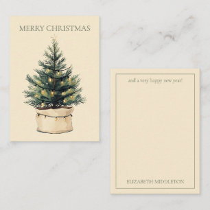 Carte De Correspondance Arbre de Noël rustique minimal