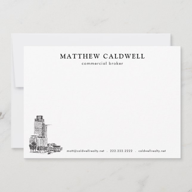 Carte De Correspondance Architecte Sketch Courtier commercial personnalisé (Devant)