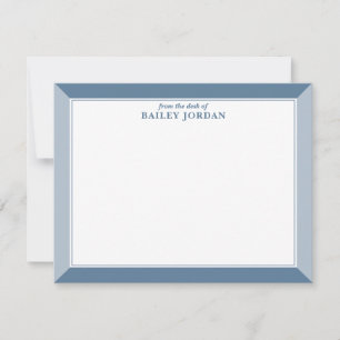Carte De Correspondance Ardoise bleu et bleu azur Cadre bleu pour hommes