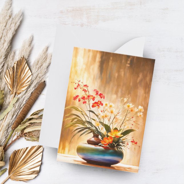 Carte De Correspondance Arrangement de fleurs japonaises Ikebana (Send elegance with this beautifully crafted Ikebana flower arrangement note card.)