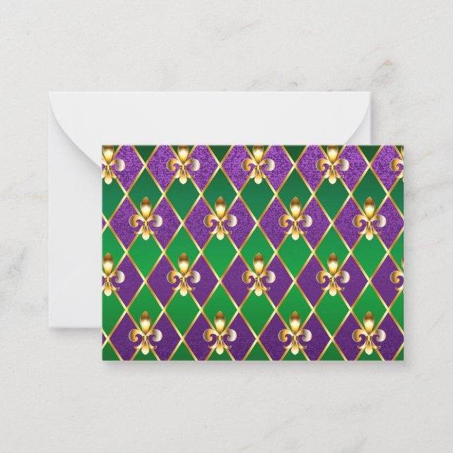 Carte De Correspondance Arrière - plan de bijoux Mardi Gras (Devant)