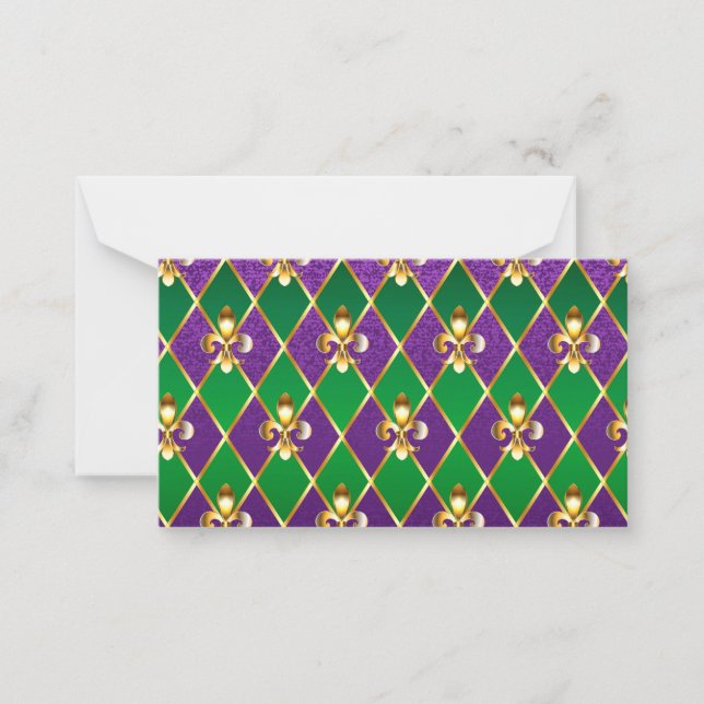Carte De Correspondance Arrière - plan de bijoux Mardi Gras (Devant)