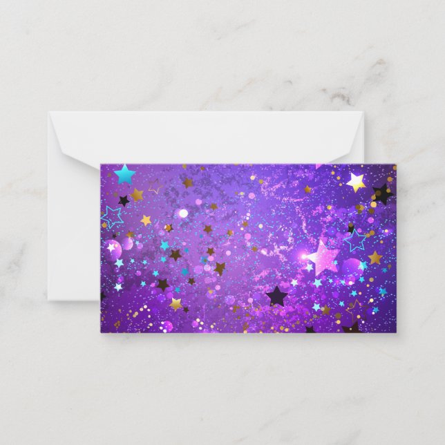 Carte De Correspondance Arrière - plan de feuille violet avec étoiles (Devant)