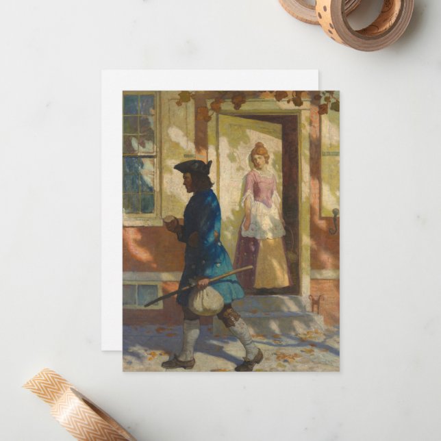 Carte De Correspondance Arrivée de Franklin à Philadelphie par N. C. Wyeth (Devant/Arrière en situation)