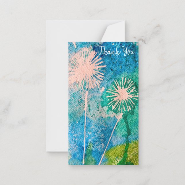 Carte De Correspondance Art de l'aquarelle de fleur Dandelion (Devant)