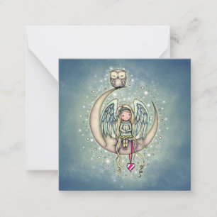 Carte De Correspondance Art illustré Twinkle Little Angel and Owl