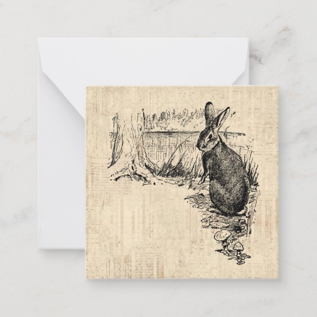 Carte De Correspondance Art lapin vintage illustré (Devant)