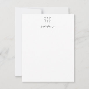 Carte De Correspondance Art minimaliste Floral Line Nom personnalisé
