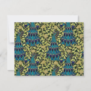 Carte De Correspondance Art Nouveau Paon Motif Sans Couture   Vintage 
