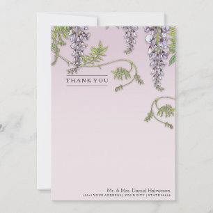 Carte De Correspondance Art Nouveau Vintage Wisteria Floral Merci Note