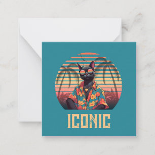 Carte De Correspondance Attitude de chat Tropical intemporelle Note plate