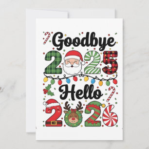 Carte De Correspondance Au revoir 2025 Bonjour 2026 Résolution de Nouvel A