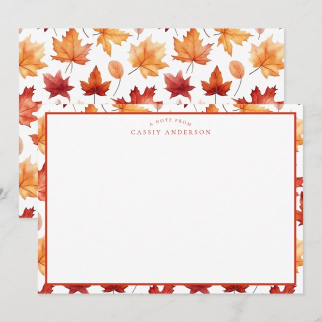 Carte De Correspondance Automne Feuilles Terracotta Brown Boho Motif (Devant / Derrière)
