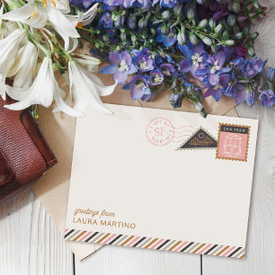 Carte de correspondance avec timbres-poste de San