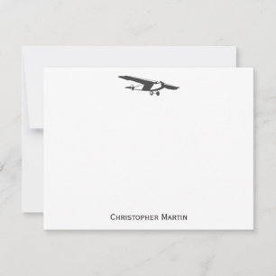 Carte De Correspondance Avion vintage Pilote Rétro Grey Moderne Élégant