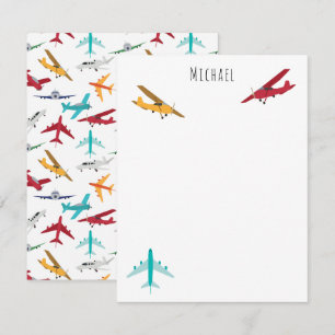 Carte De Correspondance Avions colorés Motif Enfants Nom personnalisé