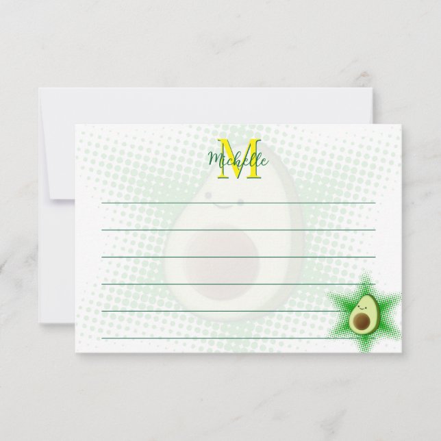 Carte De Correspondance Avocado Superstar Custom Monogram Lined (Devant)