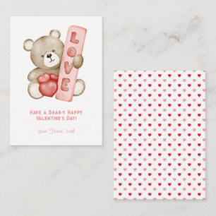 Carte De Correspondance Ayez un ours-Y heureux Valentine School Kids