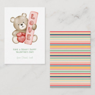 Carte De Correspondance Ayez un ours-Y heureux Valentine School Kids