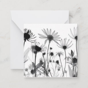 Carte De Correspondance B&W X-Ray Fleurs sauvages