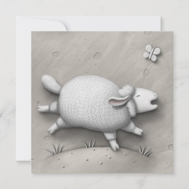 Carte De Correspondance Baa Relief mignonne Happy Sheep Personnalisé (Devant)