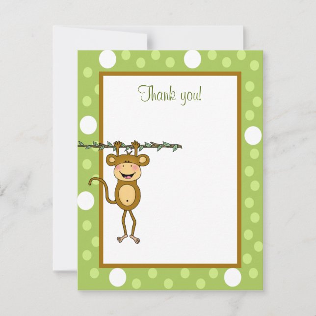 Carte De Correspondance Baby Monkey Theme Plat Card Merci note (Devant)