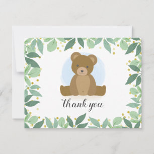 Carte De Correspondance Baby shower de verdure de l'ours des bois