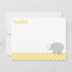 Carte De Correspondance Baby shower d'éléphant jaune et gris moderne
