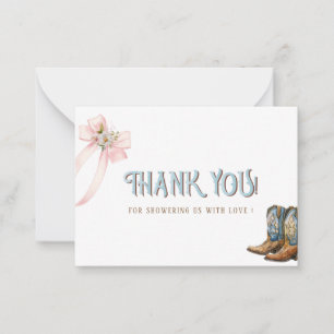 Carte De Correspondance Baby shower Elegant Boots ou Bows Aquarelle