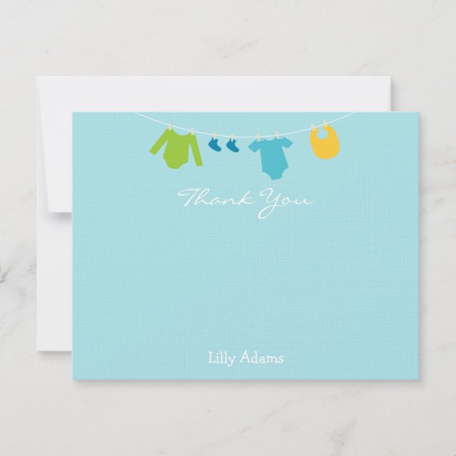 Carte De Correspondance Baby shower Garçons Merci Note (Devant)