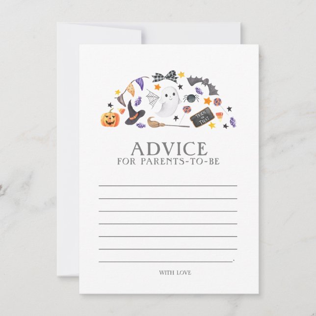 Carte De Correspondance Baby shower Halloween, conseils pour les futurs pa (Devant)