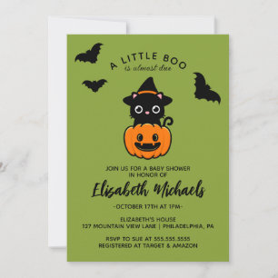 Carte De Correspondance Baby shower Halloween Cute Cat Witch