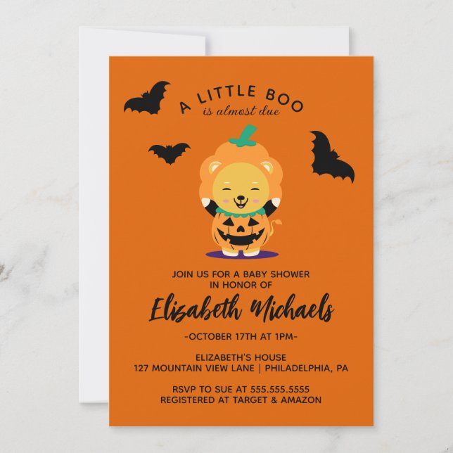 Carte De Correspondance Baby shower | Halloween Cute Lil' Citrouille (Devant)