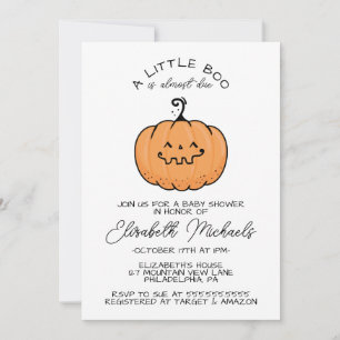 Carte De Correspondance Baby shower Halloween Lil' Boo Citrouille