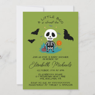 Carte De Correspondance Baby shower Halloween Lil' Boo Skeleton