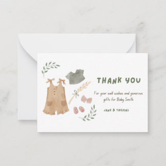 Carte De Correspondance Baby shower Merci pour bébé mignon